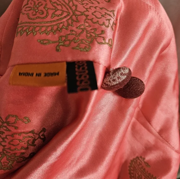 Anthropologie Moksha pink embroidered tapestry long wool jacket coat XLarge - Picture 9 of 9